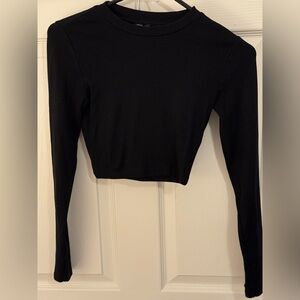 Zara Black Crop Long Sleeve Tee